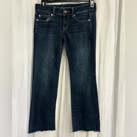 American Eagle Outfitters Denim - American Eagle Dark Wash Women’s Jeans - super stretch slim boot w/RawHem